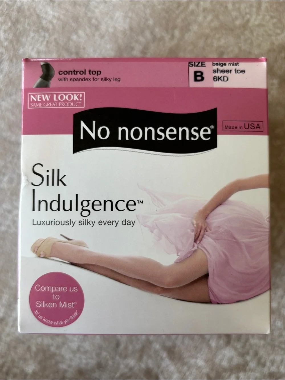 4 Pairs No Nonsense Control Top Pantyhose Beige Mist Silky Sheer Compression